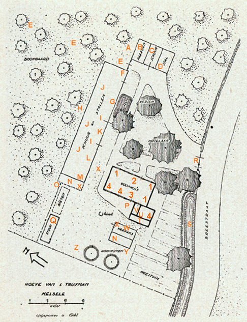 Plan van ons  hof in de Breestraat, Melsele, ca.1948.